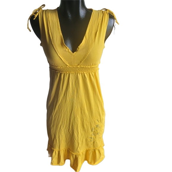 Twik Yellow Sleeveless Dress with Ruffle Hem S - Picture 1 of 8